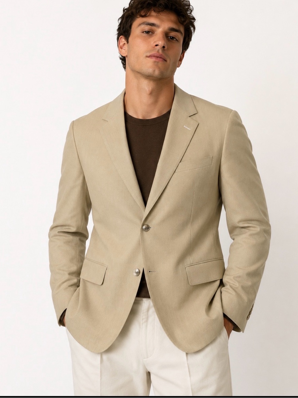 John Weitz Lord & Taylor Classic Men's Light Beige Two-Button Blazer SZ 38